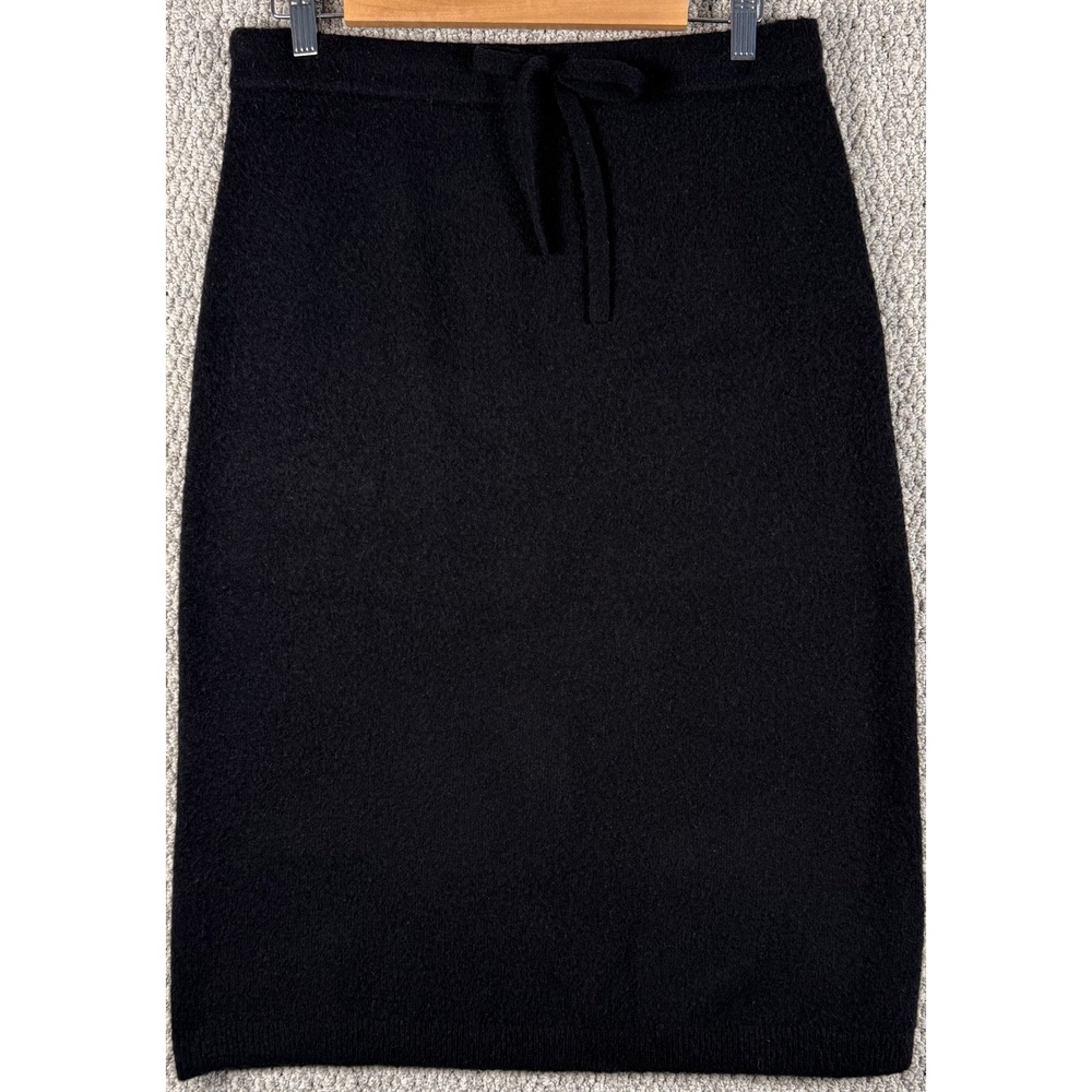 J.Crew Knit Midi Skirt Medium Black Wool Blend Drawstring Pencil Casual Office